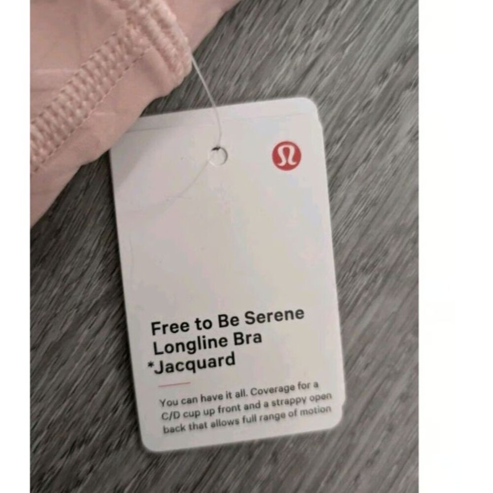 Lululemon Free to Be Serene Longline Bra Pink Jacquard Size 4 NWT C/D Cup NEW - Picture 5 of 16